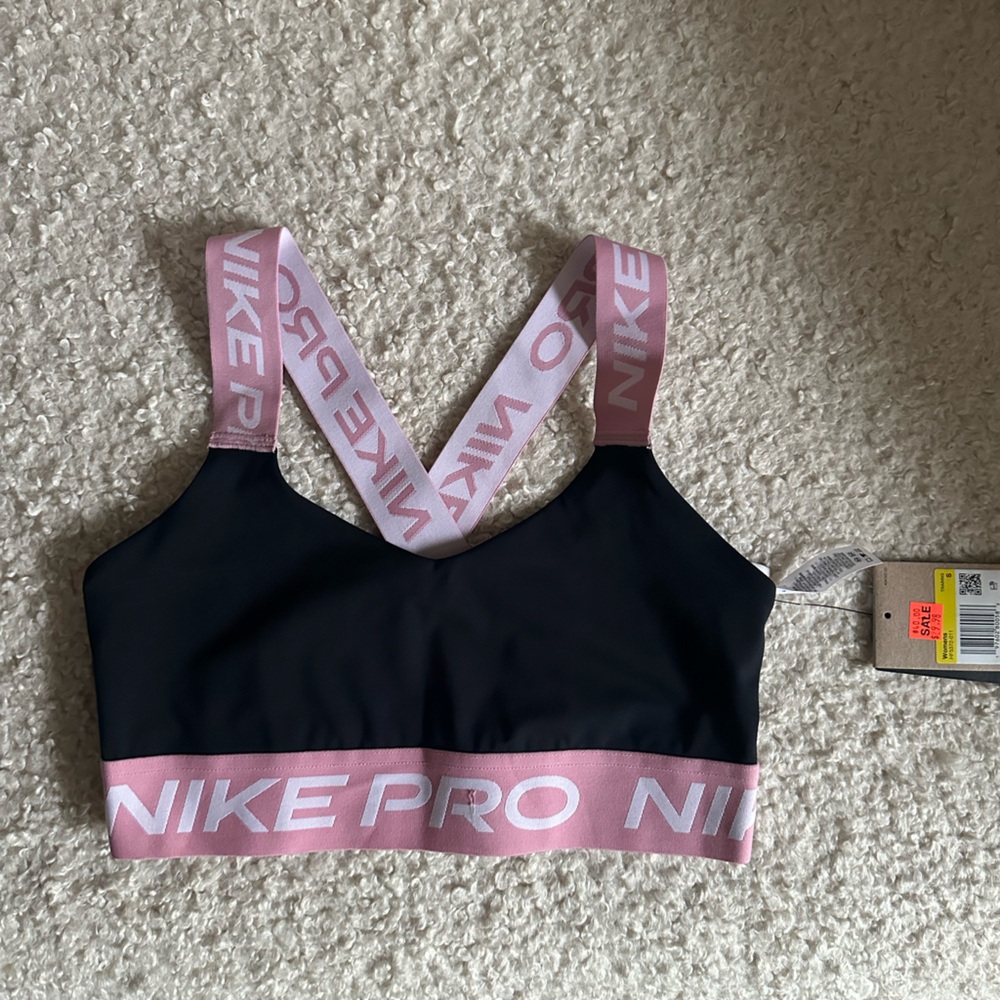 Nike Black Sports Bra with Pink Elastic